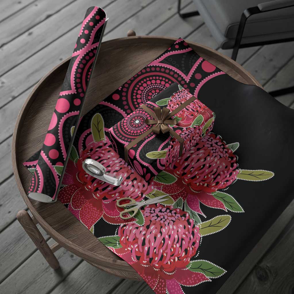 Australia Waratah Wrapping Paper Telopea Aussie Native Flowers Indigenous Art - Aussie Hoodie