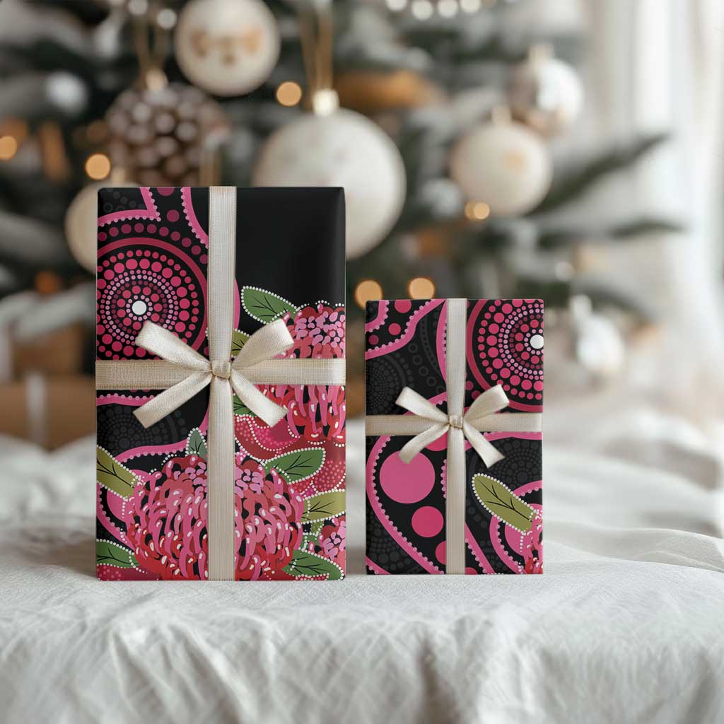 Australia Waratah Wrapping Paper Telopea Aussie Native Flowers Indigenous Art - Aussie Hoodie