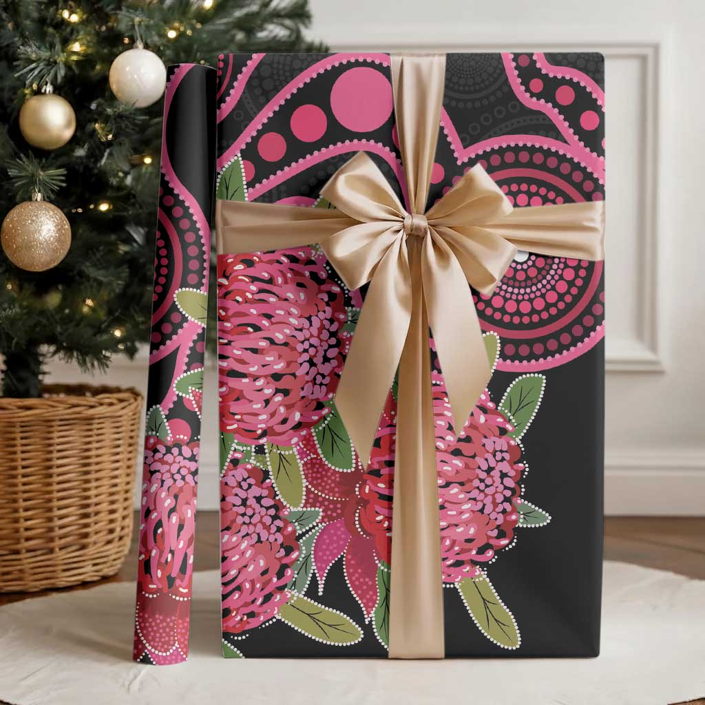 Australia Waratah Wrapping Paper Telopea Aussie Native Flowers Indigenous Art - Aussie Hoodie
