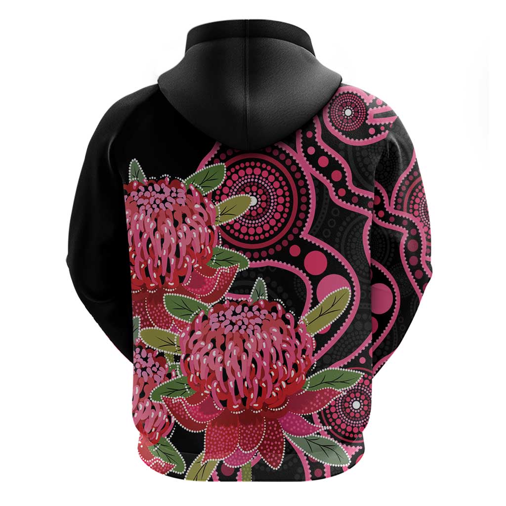 Australia Waratah Zip Hoodie Telopea Aussie Native Flowers Indigenous Art - Aussie Hoodie