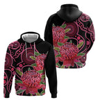 Australia Waratah Zip Hoodie Telopea Aussie Native Flowers Indigenous Art - Aussie Hoodie