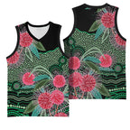 Australia Hakea Basketball Jersey Aussie Native Flowers Indigenous Art - Aussie Hoodie
