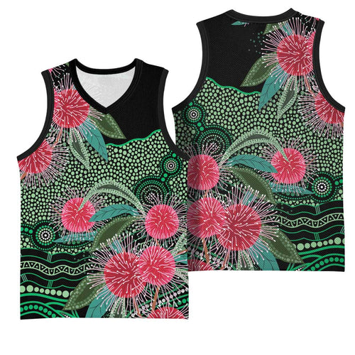 Australia Hakea Basketball Jersey Aussie Native Flowers Indigenous Art - Aussie Hoodie