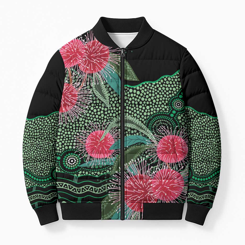 Australia Hakea Bomber Puffer Jacket Aussie Native Flowers Indigenous Art - Aussie Hoodie