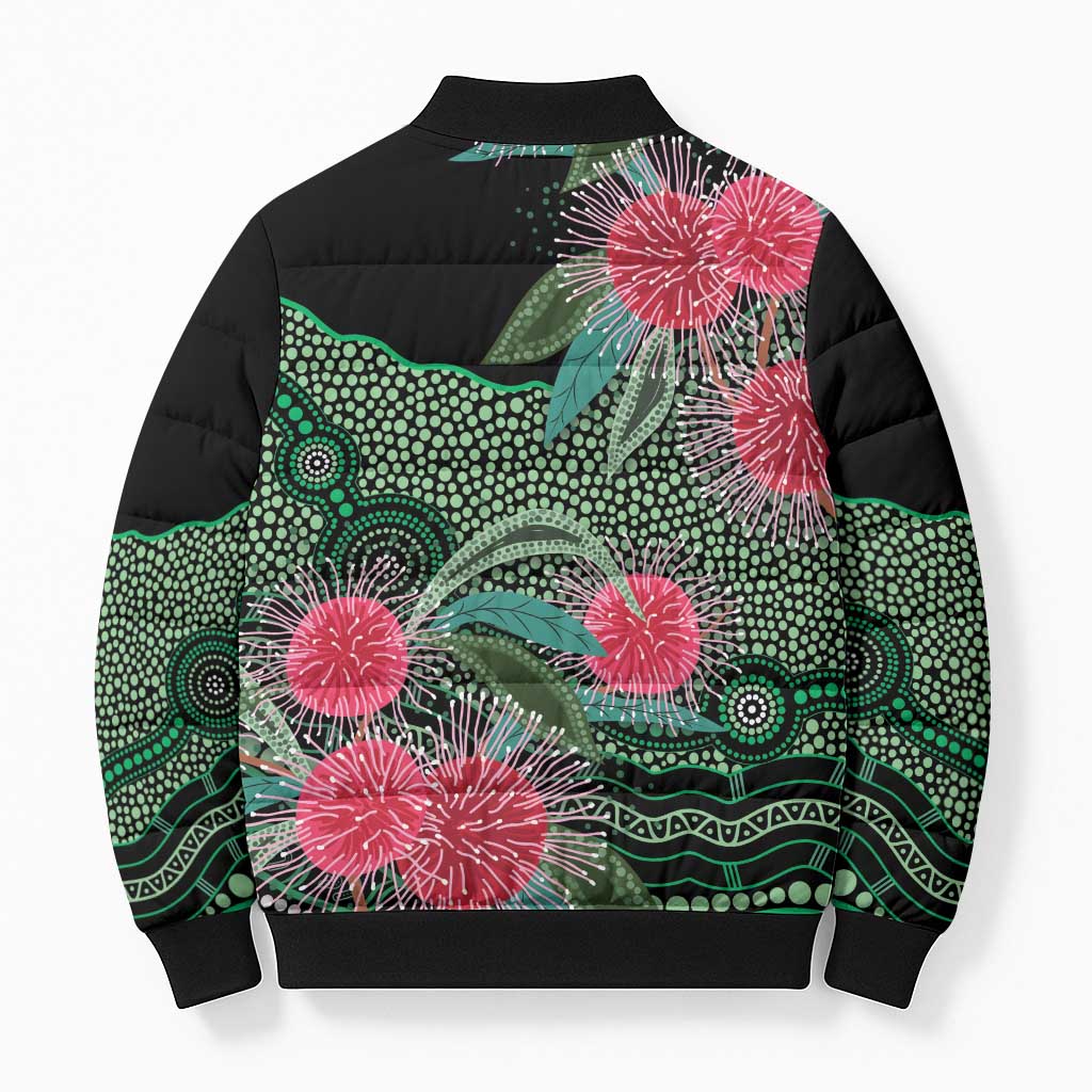 Australia Hakea Bomber Puffer Jacket Aussie Native Flowers Indigenous Art - Aussie Hoodie