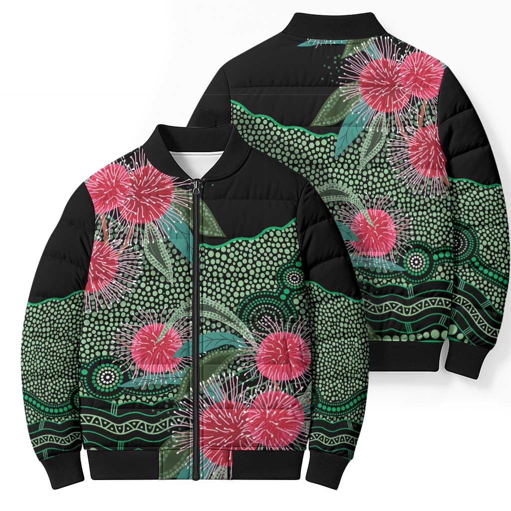 Australia Hakea Bomber Puffer Jacket Aussie Native Flowers Indigenous Art - Aussie Hoodie