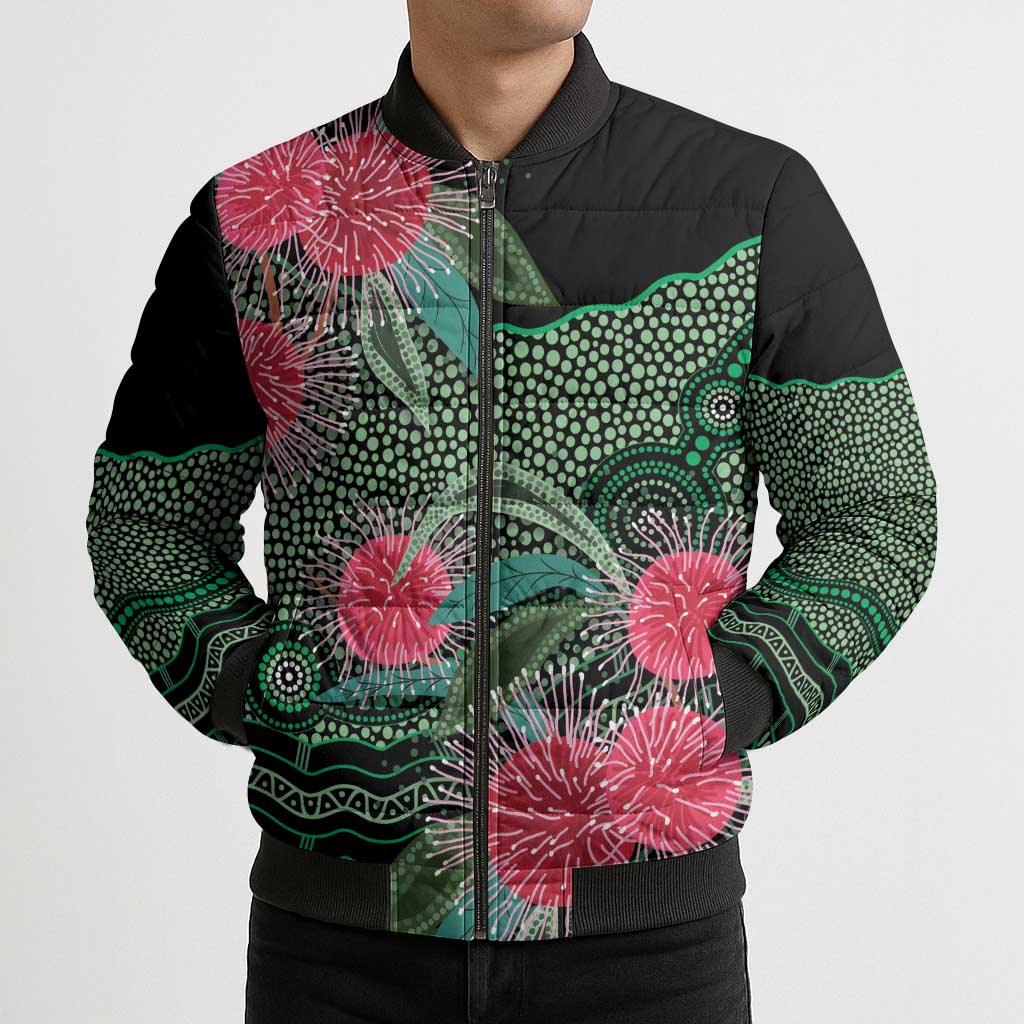 Australia Hakea Bomber Puffer Jacket Aussie Native Flowers Indigenous Art - Aussie Hoodie