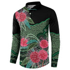 Australia Hakea Button Sweatshirt Aussie Native Flowers Indigenous Art - Aussie Hoodie