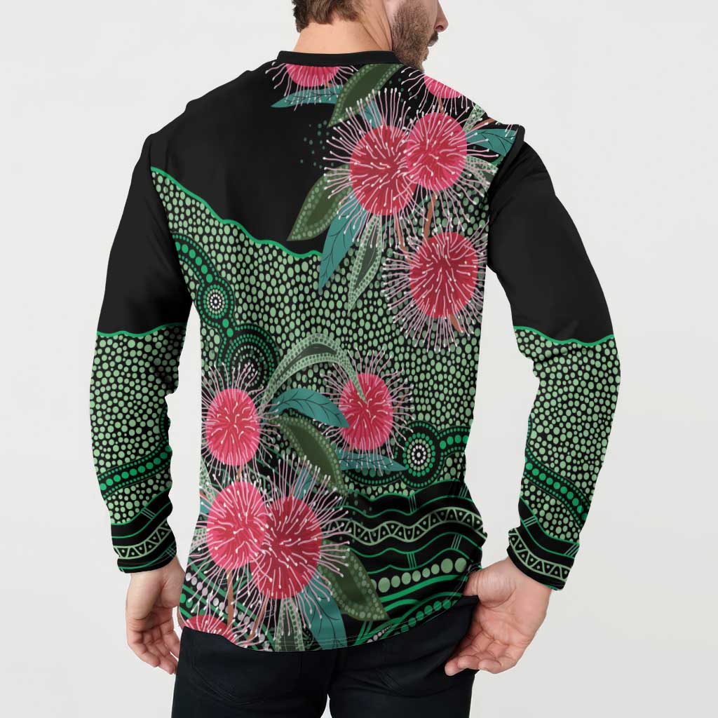 Australia Hakea Button Sweatshirt Aussie Native Flowers Indigenous Art - Aussie Hoodie