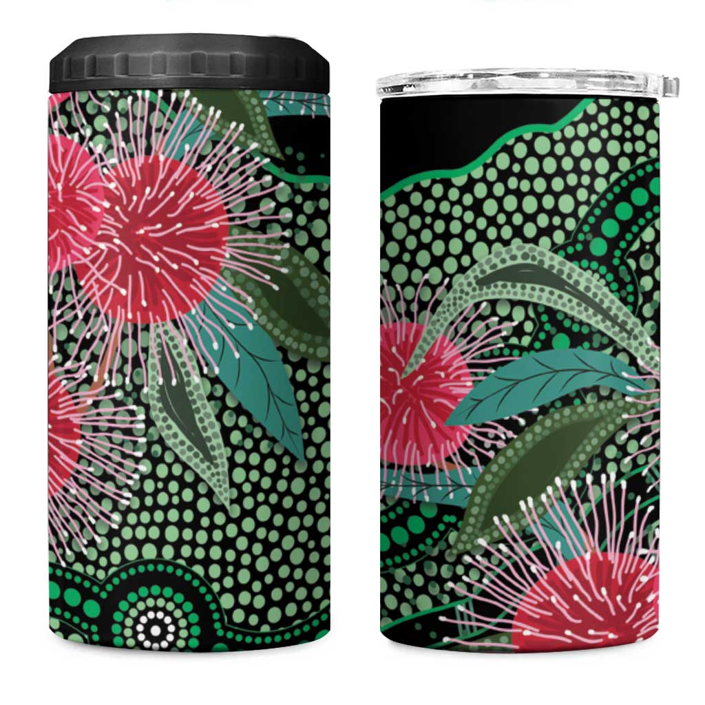 Australia Hakea 4 in 1 Can Cooler Tumbler Aussie Native Flowers Indigenous Art - Aussie Hoodie