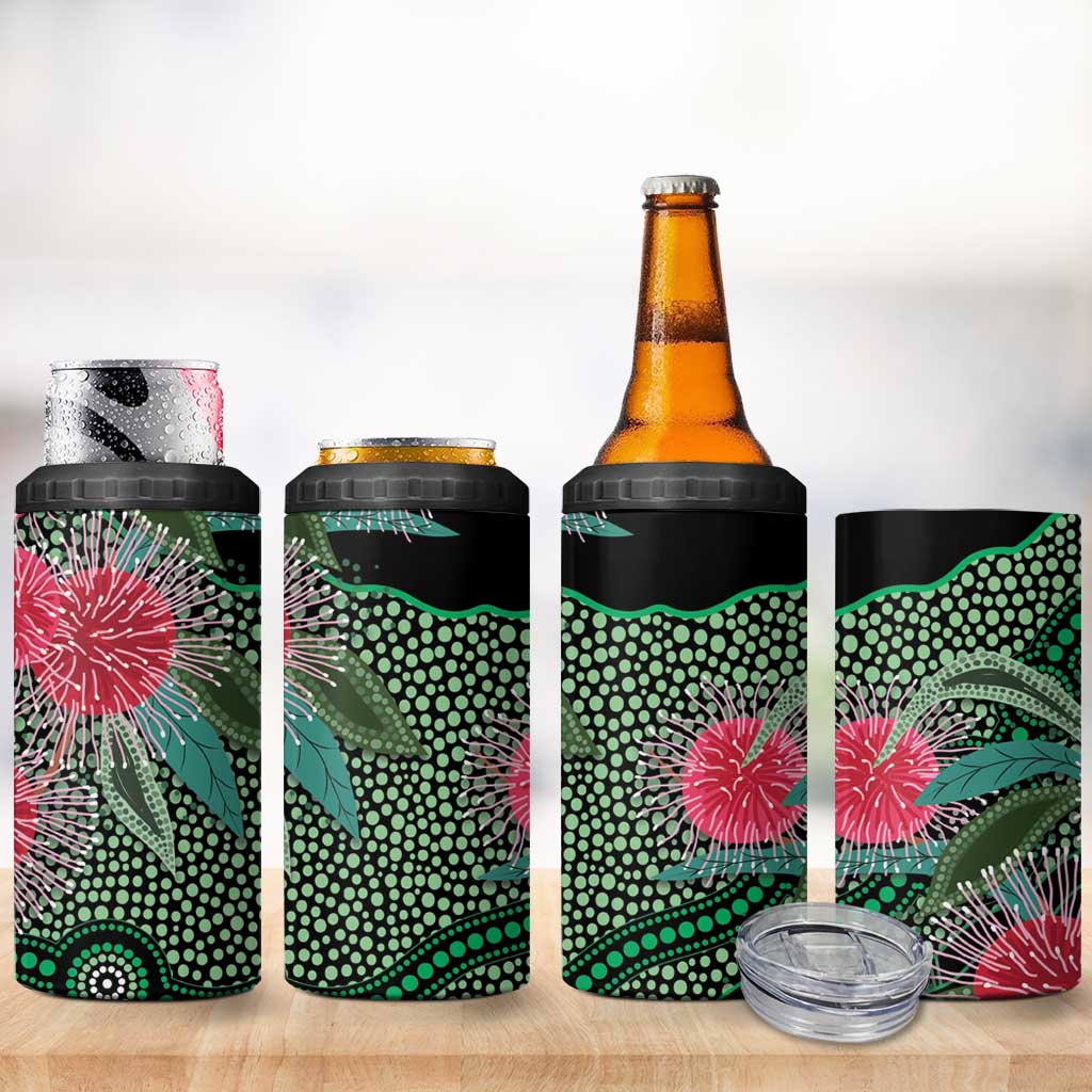 Australia Hakea 4 in 1 Can Cooler Tumbler Aussie Native Flowers Indigenous Art - Aussie Hoodie