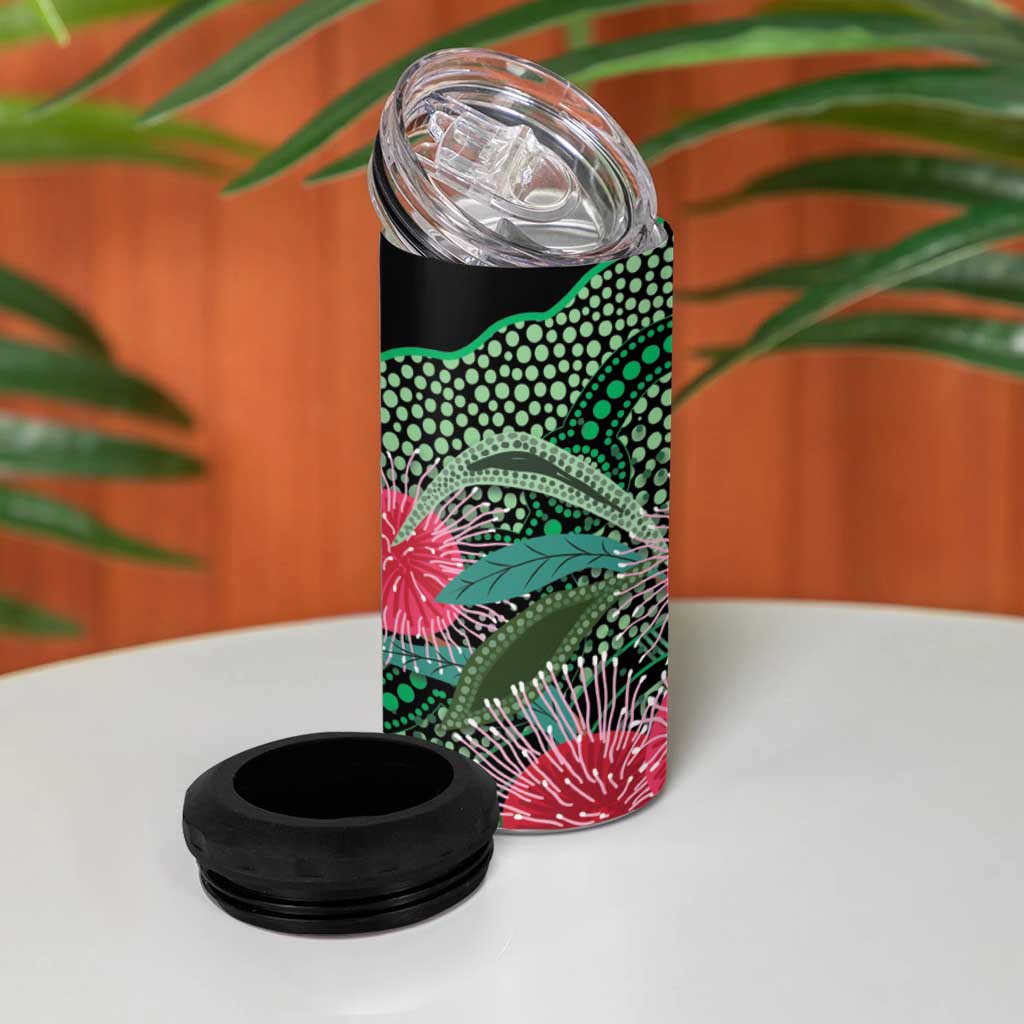 Australia Hakea 4 in 1 Can Cooler Tumbler Aussie Native Flowers Indigenous Art - Aussie Hoodie