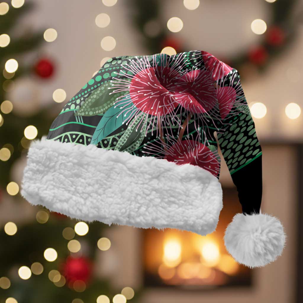 Australia Hakea Christmas Santa Hat Aussie Native Flowers Indigenous Art - Aussie Hoodie