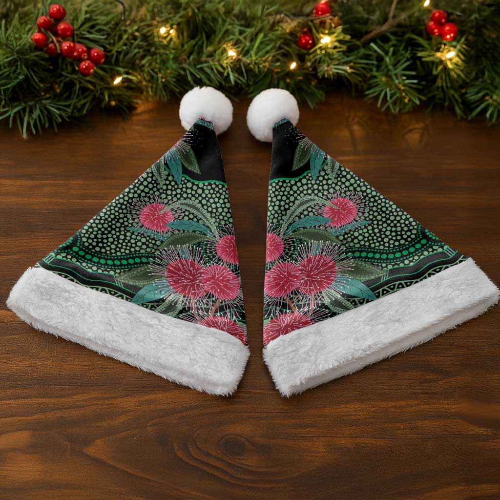 Australia Hakea Christmas Santa Hat Aussie Native Flowers Indigenous Art - Aussie Hoodie