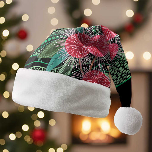 Australia Hakea Christmas Santa Hat Aussie Native Flowers Indigenous Art - Aussie Hoodie