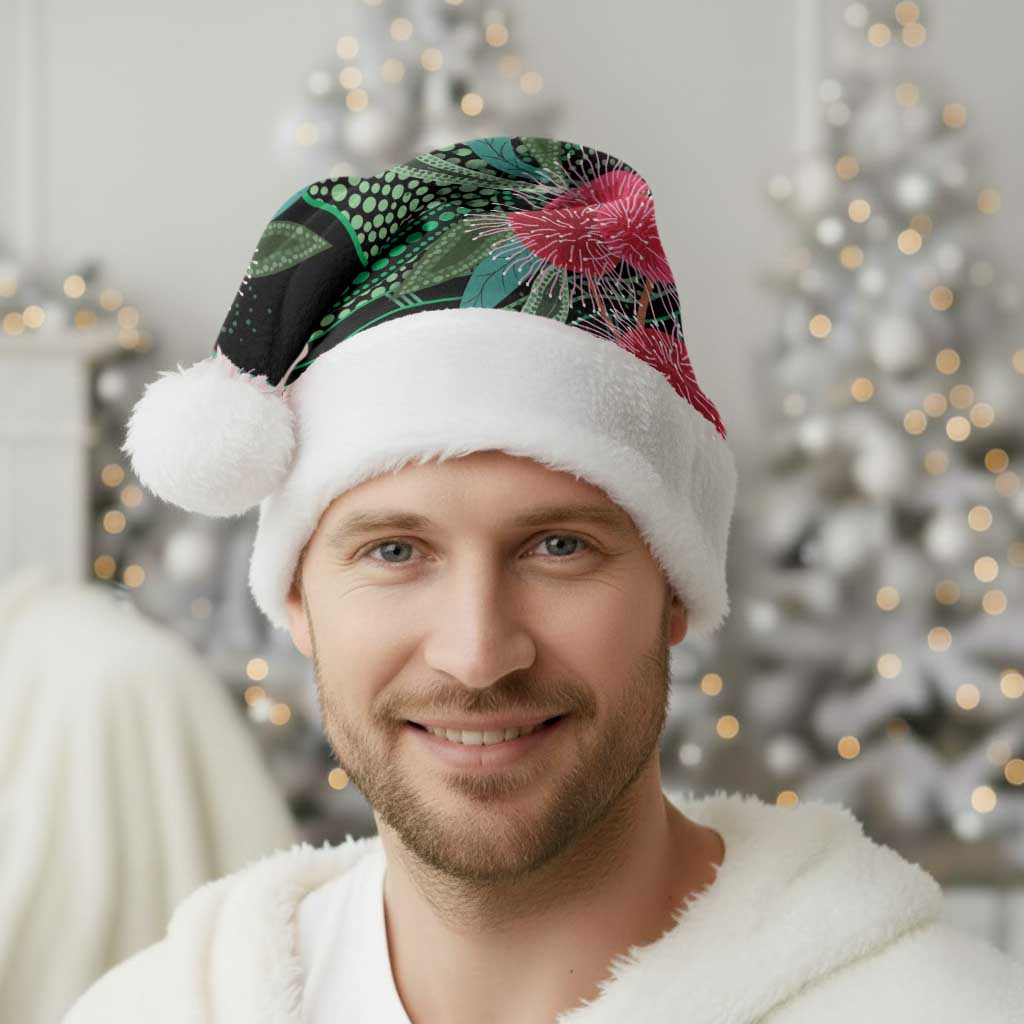Australia Hakea Christmas Santa Hat Aussie Native Flowers Indigenous Art - Aussie Hoodie