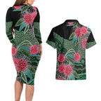 Australia Hakea Couples Matching Long Sleeve Bodycon Dress and Hawaiian Shirt Aussie Native Flowers Indigenous Art - Aussie Hoodie