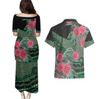 Australia Hakea Couples Matching Puletasi and Hawaiian Shirt Aussie Native Flowers Indigenous Art - Aussie Hoodie