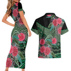 Australia Hakea Couples Matching Short Sleeve Bodycon Dress and Hawaiian Shirt Aussie Native Flowers Indigenous Art - Aussie Hoodie