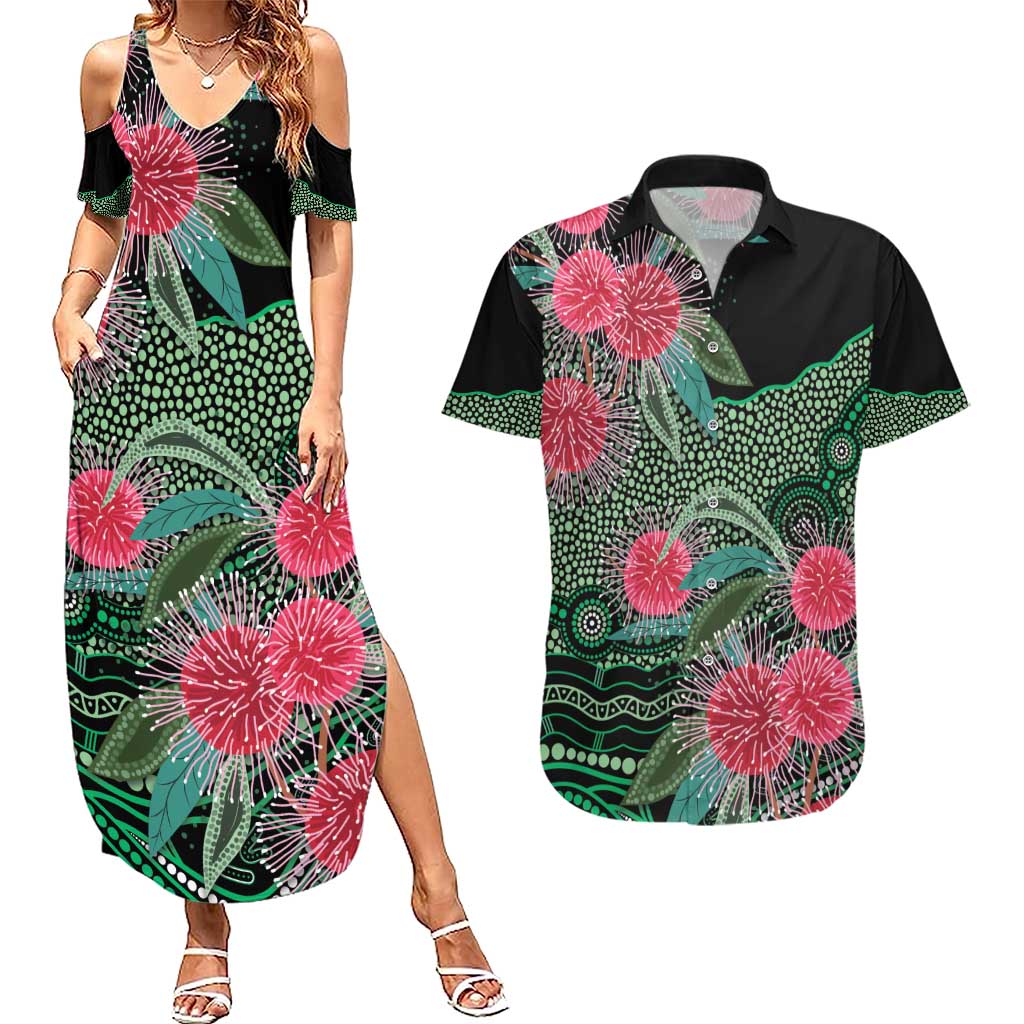 Australia Hakea Couples Matching Summer Maxi Dress and Hawaiian Shirt Aussie Native Flowers Indigenous Art - Aussie Hoodie