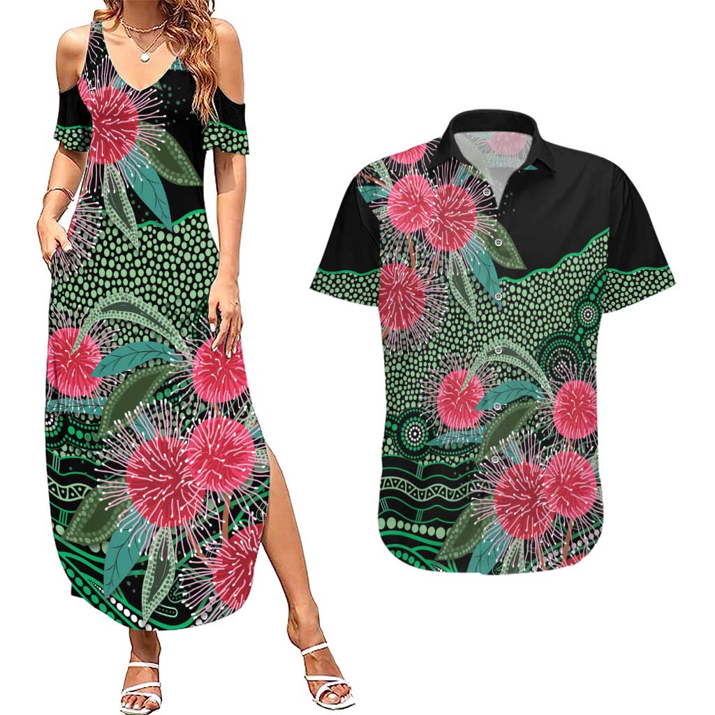 Australia Hakea Couples Matching Summer Maxi Dress and Hawaiian Shirt Aussie Native Flowers Indigenous Art - Aussie Hoodie