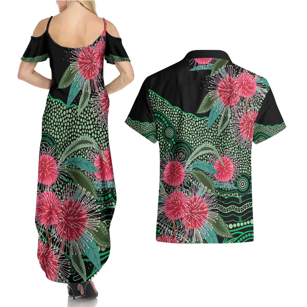 Australia Hakea Couples Matching Summer Maxi Dress and Hawaiian Shirt Aussie Native Flowers Indigenous Art - Aussie Hoodie