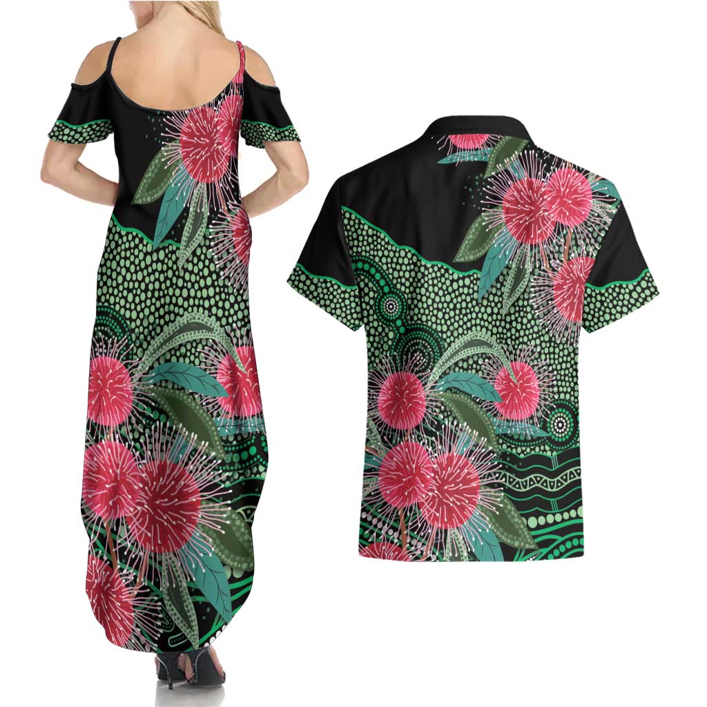 Australia Hakea Couples Matching Summer Maxi Dress and Hawaiian Shirt Aussie Native Flowers Indigenous Art - Aussie Hoodie