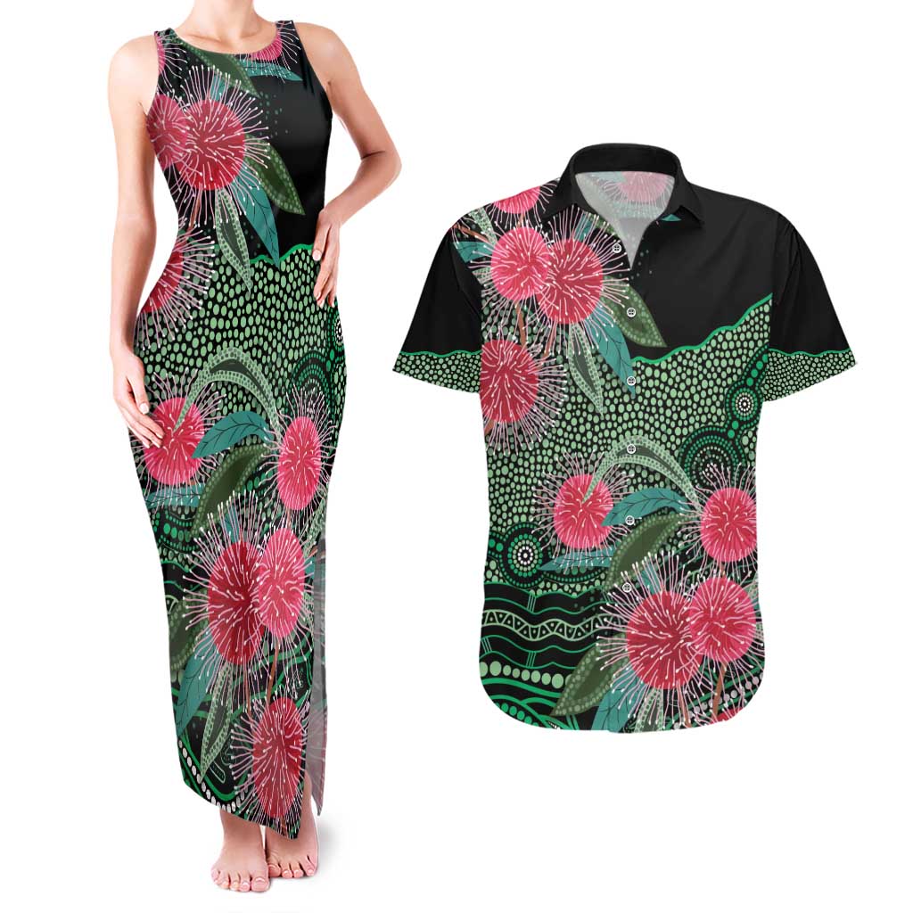 Australia Hakea Couples Matching Tank Maxi Dress and Hawaiian Shirt Aussie Native Flowers Indigenous Art - Aussie Hoodie