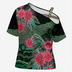 Australia Hakea Cross Shoulder Shirt Aussie Native Flowers Indigenous Art - Aussie Hoodie