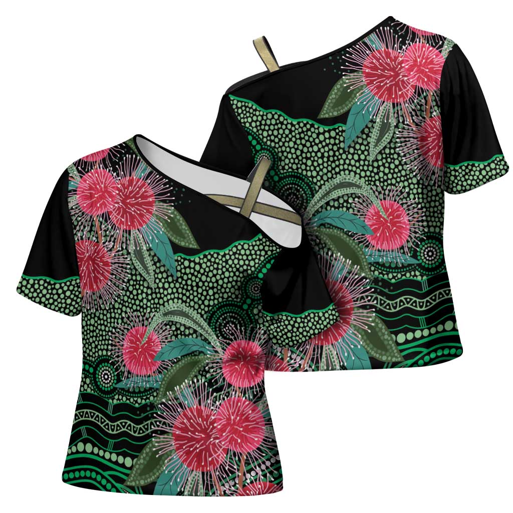 Australia Hakea Cross Shoulder Shirt Aussie Native Flowers Indigenous Art - Aussie Hoodie