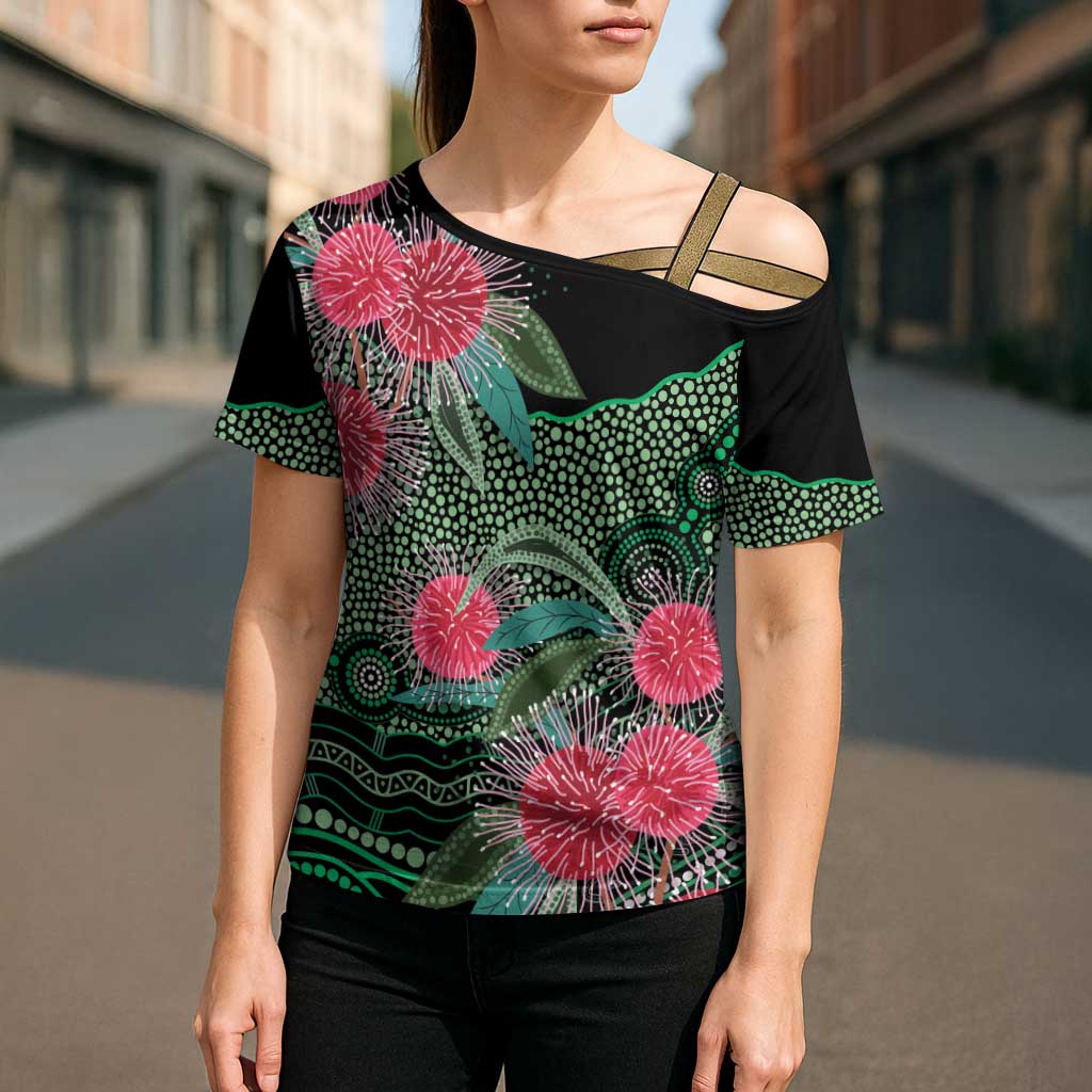 Australia Hakea Cross Shoulder Shirt Aussie Native Flowers Indigenous Art - Aussie Hoodie