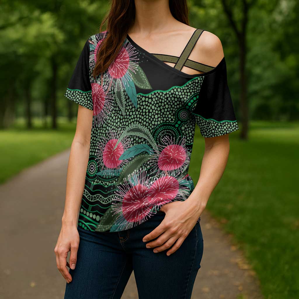 Australia Hakea Cross Shoulder Shirt Aussie Native Flowers Indigenous Art - Aussie Hoodie