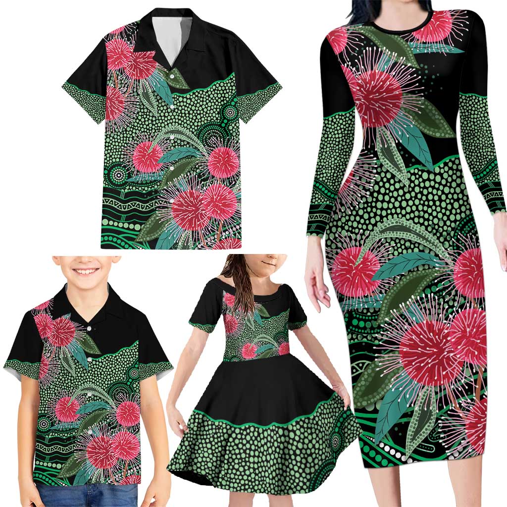 Australia Hakea Family Matching Long Sleeve Bodycon Dress and Hawaiian Shirt Aussie Native Flowers Indigenous Art - Aussie Hoodie