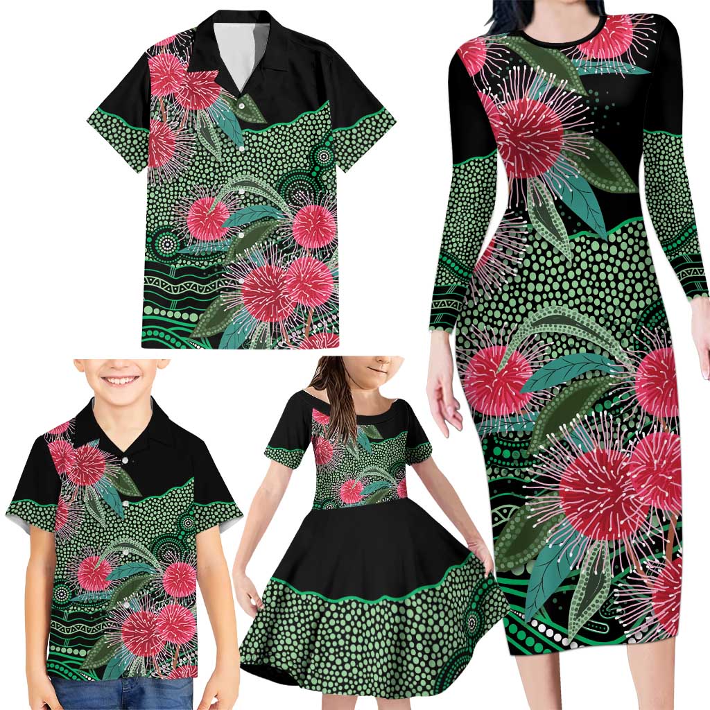 Australia Hakea Family Matching Long Sleeve Bodycon Dress and Hawaiian Shirt Aussie Native Flowers Indigenous Art - Aussie Hoodie