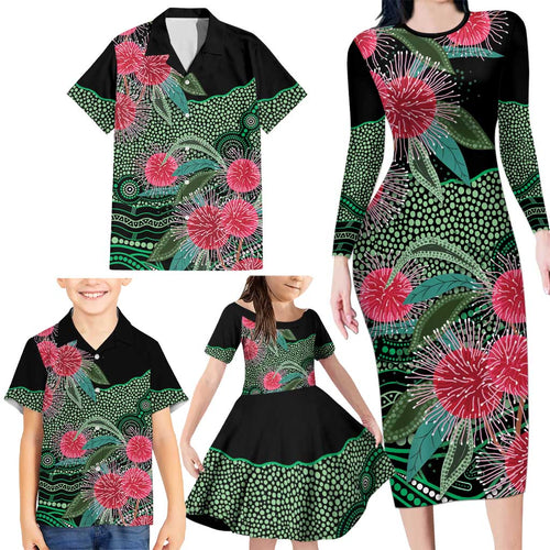 Australia Hakea Family Matching Long Sleeve Bodycon Dress and Hawaiian Shirt Aussie Native Flowers Indigenous Art - Aussie Hoodie