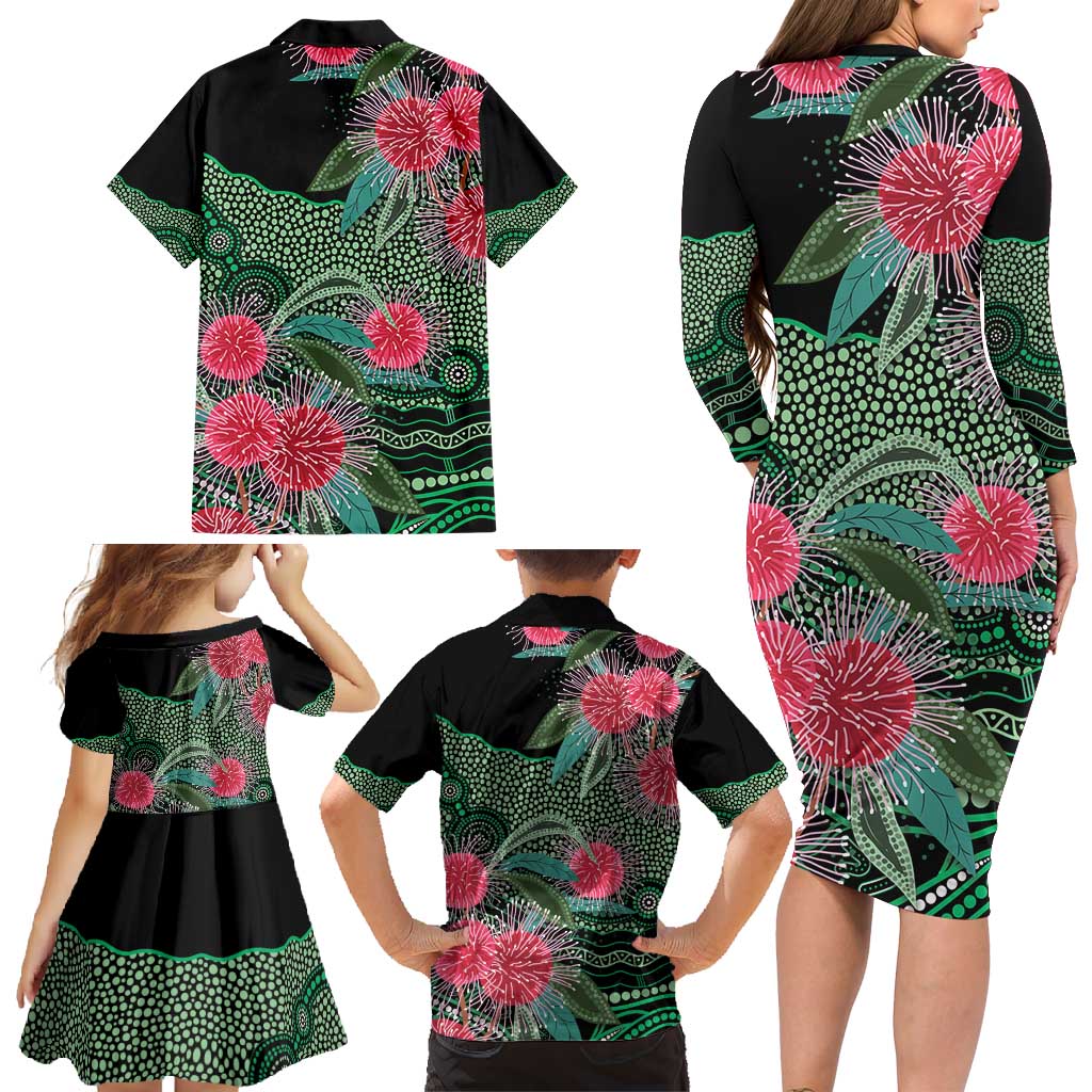 Australia Hakea Family Matching Long Sleeve Bodycon Dress and Hawaiian Shirt Aussie Native Flowers Indigenous Art - Aussie Hoodie