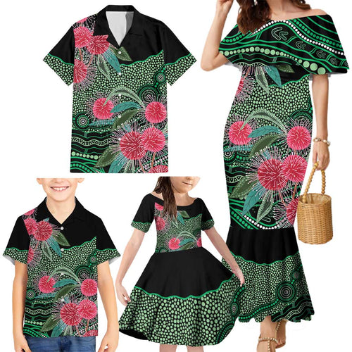 Australia Hakea Family Matching Mermaid Dress and Hawaiian Shirt Aussie Native Flowers Indigenous Art - Aussie Hoodie