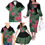 Australia Hakea Family Matching Off The Shoulder Long Sleeve Dress and Hawaiian Shirt Aussie Native Flowers Indigenous Art - Aussie Hoodie