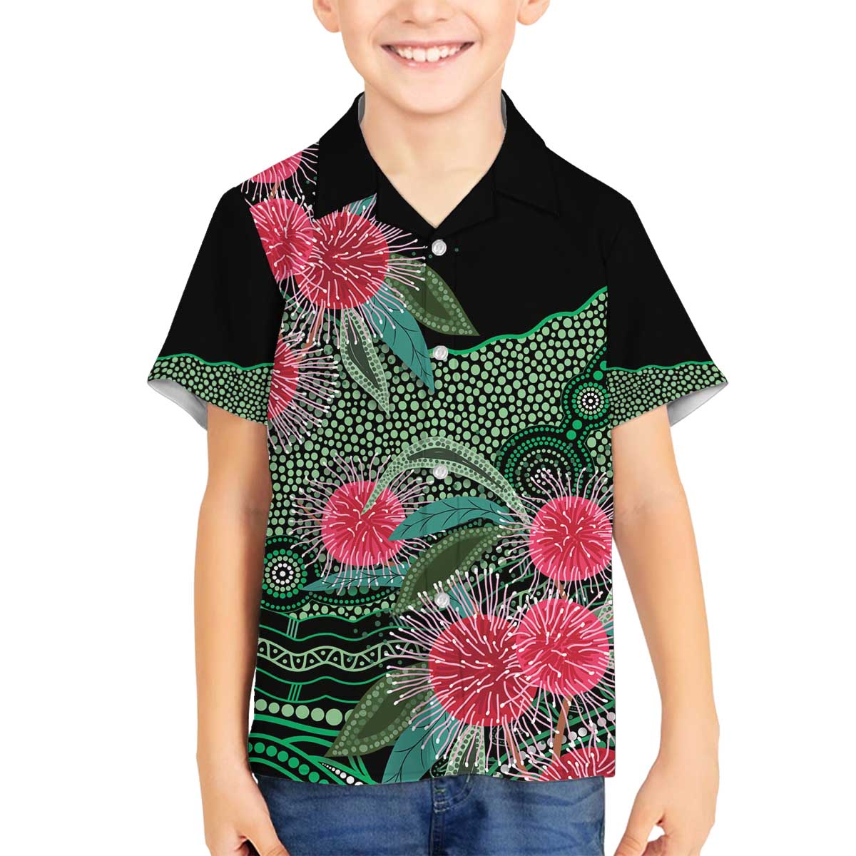 Australia Hakea Family Matching Off The Shoulder Long Sleeve Dress and Hawaiian Shirt Aussie Native Flowers Indigenous Art - Aussie Hoodie