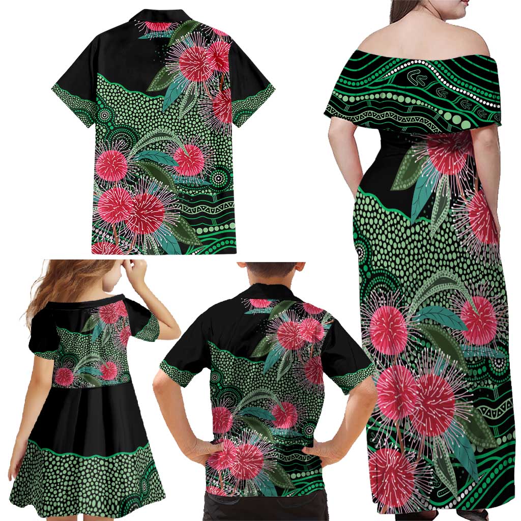Australia Hakea Family Matching Off Shoulder Maxi Dress and Hawaiian Shirt Aussie Native Flowers Indigenous Art - Aussie Hoodie