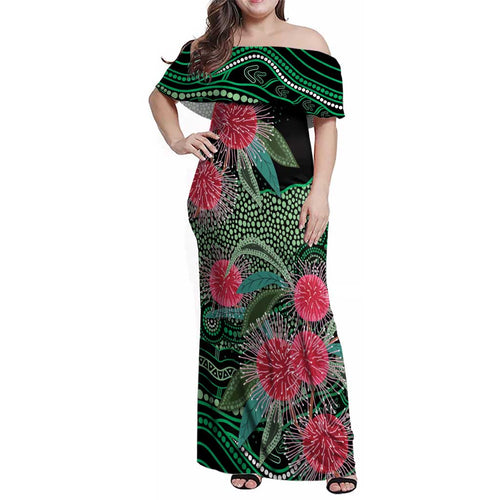 Australia Hakea Family Matching Off Shoulder Maxi Dress and Hawaiian Shirt Aussie Native Flowers Indigenous Art - Aussie Hoodie