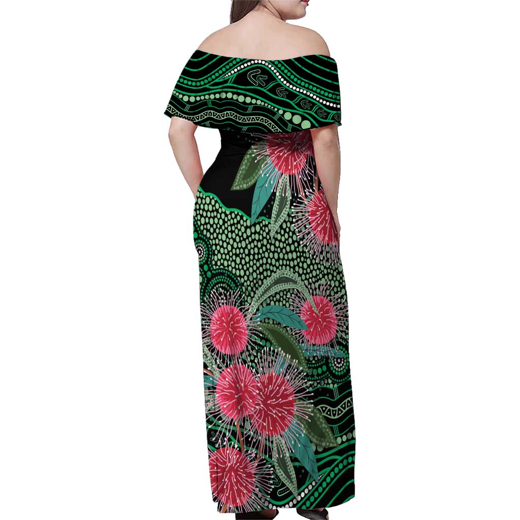 Australia Hakea Family Matching Off Shoulder Maxi Dress and Hawaiian Shirt Aussie Native Flowers Indigenous Art - Aussie Hoodie