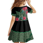 Australia Hakea Family Matching Off Shoulder Short Dress and Hawaiian Shirt Aussie Native Flowers Indigenous Art - Aussie Hoodie