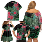Australia Hakea Family Matching Off Shoulder Short Dress and Hawaiian Shirt Aussie Native Flowers Indigenous Art - Aussie Hoodie