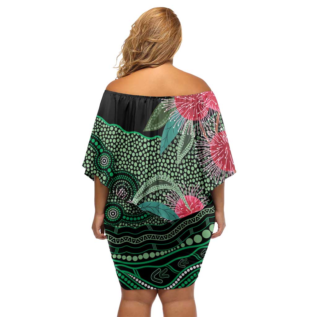 Australia Hakea Family Matching Off Shoulder Short Dress and Hawaiian Shirt Aussie Native Flowers Indigenous Art - Aussie Hoodie