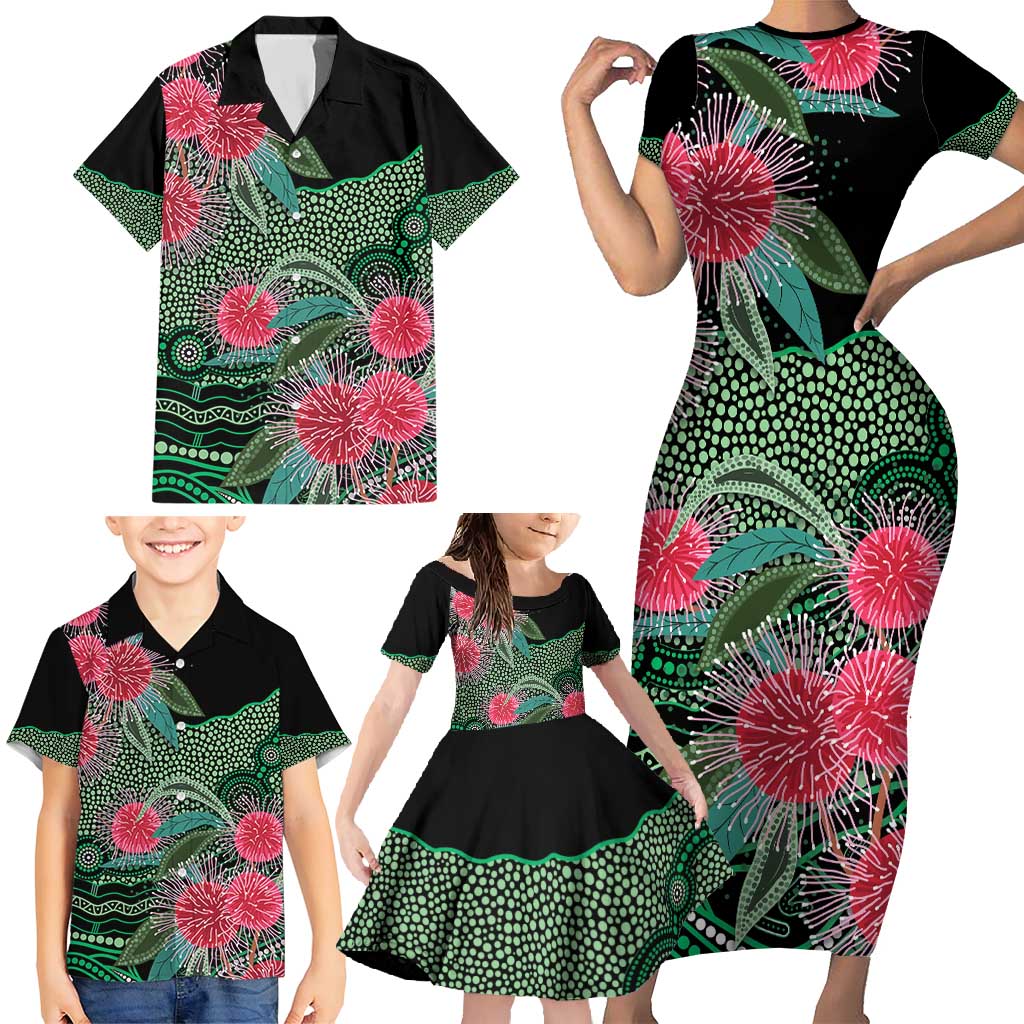 Australia Hakea Family Matching Short Sleeve Bodycon Dress and Hawaiian Shirt Aussie Native Flowers Indigenous Art - Aussie Hoodie