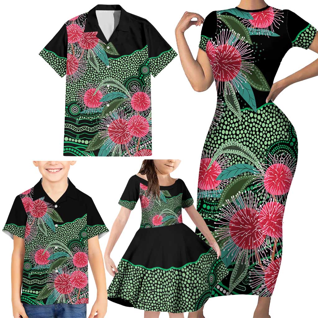 Australia Hakea Family Matching Short Sleeve Bodycon Dress and Hawaiian Shirt Aussie Native Flowers Indigenous Art - Aussie Hoodie