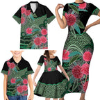 Australia Hakea Family Matching Short Sleeve Bodycon Dress and Hawaiian Shirt Aussie Native Flowers Indigenous Art - Aussie Hoodie