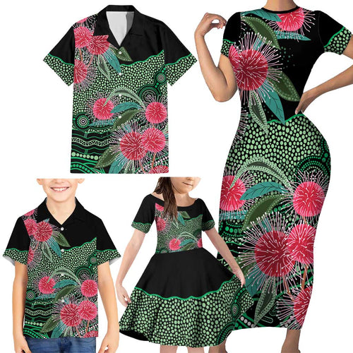 Australia Hakea Family Matching Short Sleeve Bodycon Dress and Hawaiian Shirt Aussie Native Flowers Indigenous Art - Aussie Hoodie