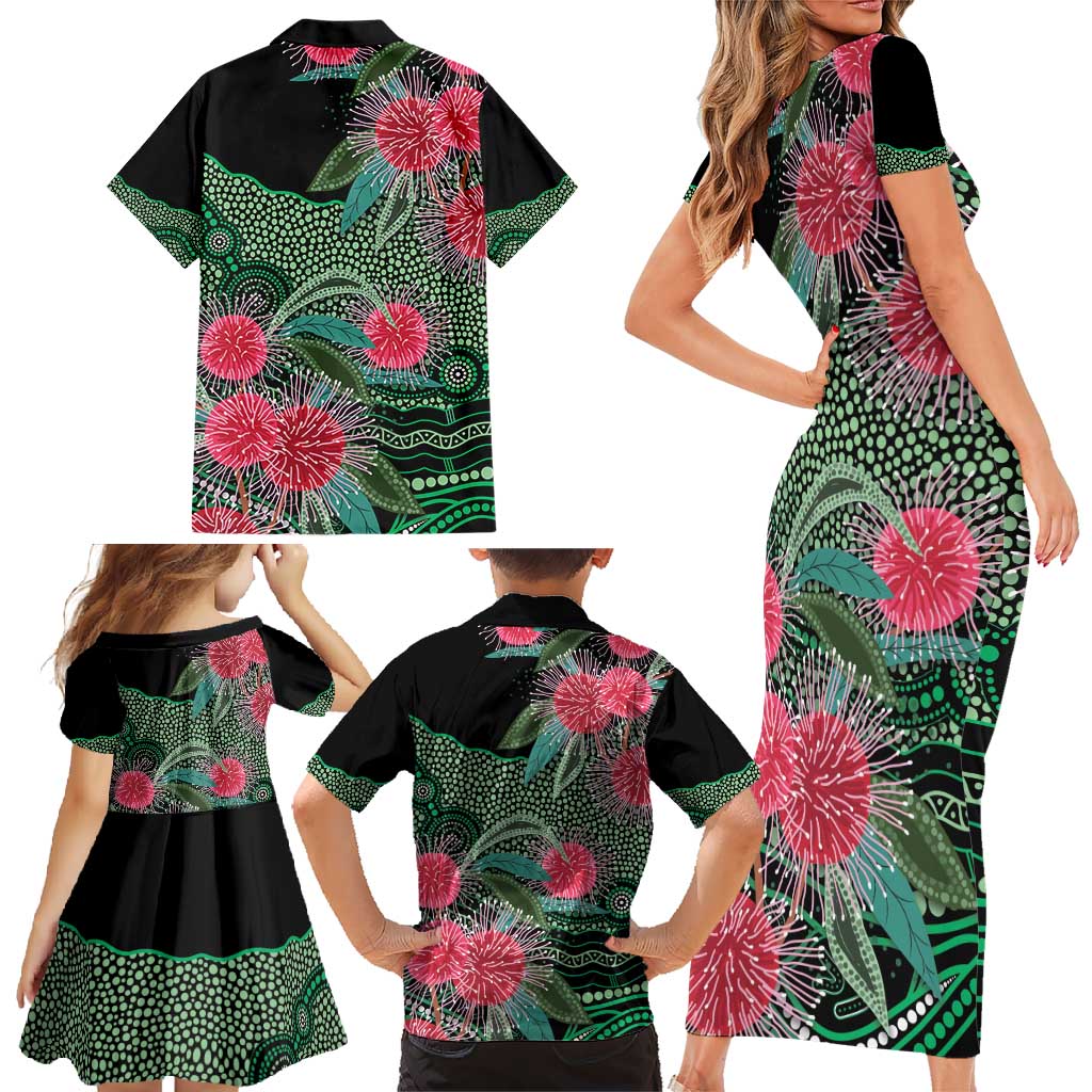 Australia Hakea Family Matching Short Sleeve Bodycon Dress and Hawaiian Shirt Aussie Native Flowers Indigenous Art - Aussie Hoodie
